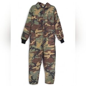 Vintage All Weather Outerwear Camo Insulated Coveralls USA Made Est Large Short